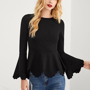 Scalloped Bell Sleeve Top